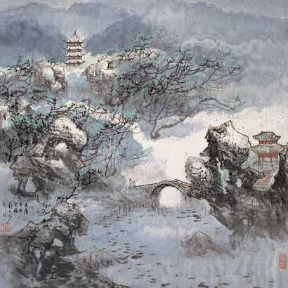 华士清  无锡梅园 立轴
